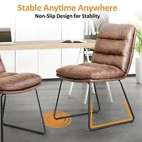 Homy Casa Lot de 2 chaises de bureau rembourrées sans accoudoirs en similicuir pour espace de travail à domicile, brun