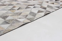 ECARPETGALLERY 5'2" x 8'1" Contemporary Cowhide Patchwork Handmade Area Rug for Living Room, Dining Room and Bedroom in Grey