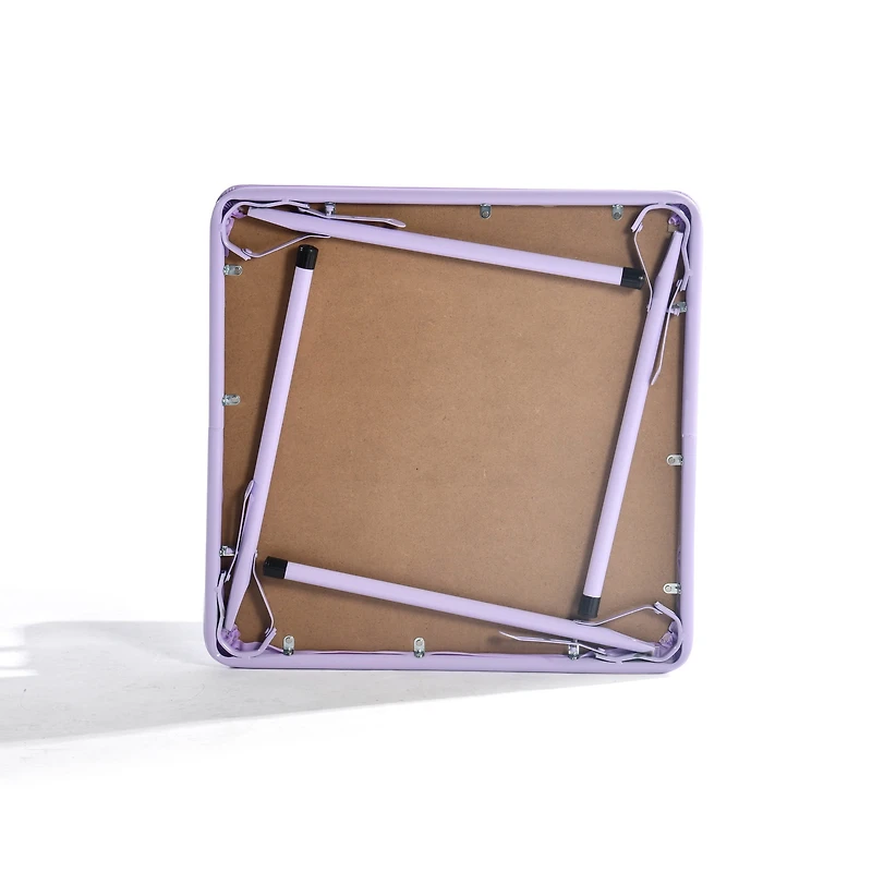 Homy Casa 5 Piece Foldable Kids Table and Chair Set, Compact Plastic Desk and Seat for Playroom Study Area, Purple