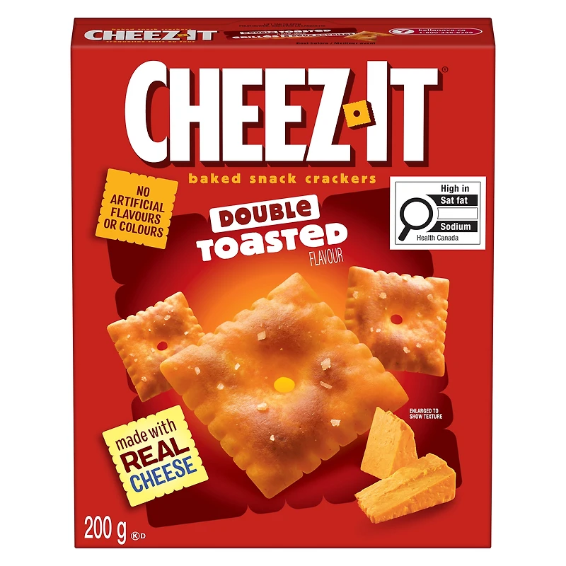 Craquelins Cheez-It* Saveur Grillé à deux reprises 200 g Parfaits entre autres pour les matchs, les tartinades lors des réceptions, les repas du midi ou les collations du soir. Les possibilités de collations fromagées sont infinies.