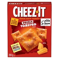 Craquelins Cheez-It* Saveur Grillé à deux reprises 200 g Parfaits entre autres pour les matchs, les tartinades lors des réceptions, les repas du midi ou les collations du soir. Les possibilités de collations fromagées sont infinies.