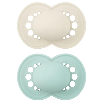Suce MAM Original Matte (emballage de deux, 1 boîtier de stérilisation), suces 6 mois et plus, sucettes bébé unisexes, meilleure suce pour les bébés allaités, boîtier de stérilisation