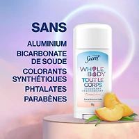 Désodorisant en bâton Secret Tout le corps sans aluminium pour femmes avec notes de pêche et de vanille 68G