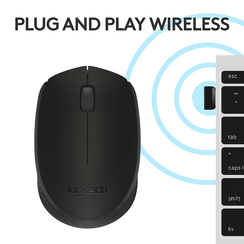 Logitech Souris Sans Fil M170, 2,4 GHz , Avec récepteur USB ultra-discret - Noir Vie de la batterie de 12 mois