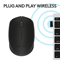 Logitech Souris Sans Fil M170, 2,4 GHz , Avec récepteur USB ultra-discret - Noir Vie de la batterie de 12 mois