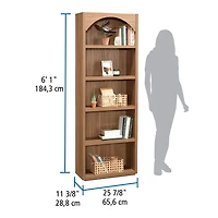 Mainstays Westley 5 Shelf Arch Bookcase, Warm Walnut Finish