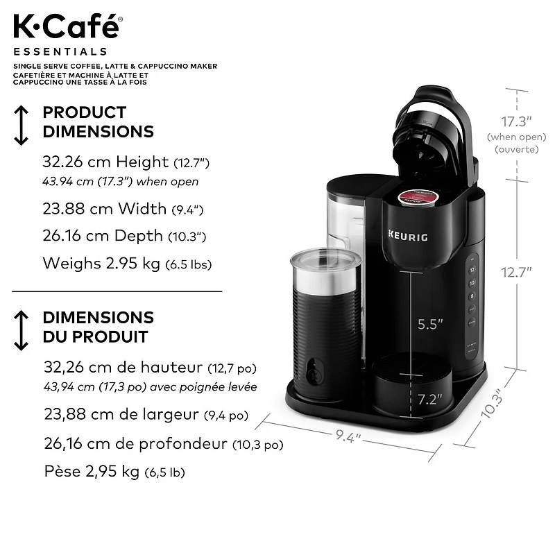 Keurig K-Café Essentials Coffee Maker with Milk Frother