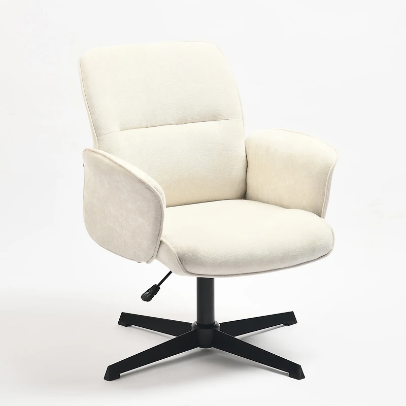 Lot de 2 fauteuils pivotants et ergonomiques Homy Casa, hauteur réglable, en chenille beige, pour salon