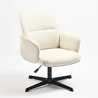 Lot de 2 fauteuils pivotants et ergonomiques Homy Casa, hauteur réglable, en chenille beige, pour salon