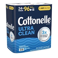 Cottonelle Ultra Clean Toilet Paper, 24 Mega Rolls