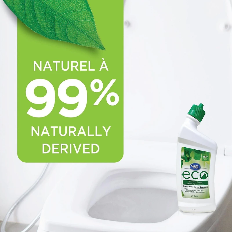 Great Value ECO 99% Naturally Derived Toilet Bowl Cleaner, 709 mL