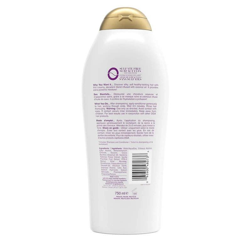 OGX Extra Strength Damage Remedy + Coconut Miracle Oil Conditioner for Dry, Frizzy or Coarse Hair, Hydrating & Flyaway Taming Conditioner, Paraben-Free, Sulfate-Free Surfactants, 750 mL
