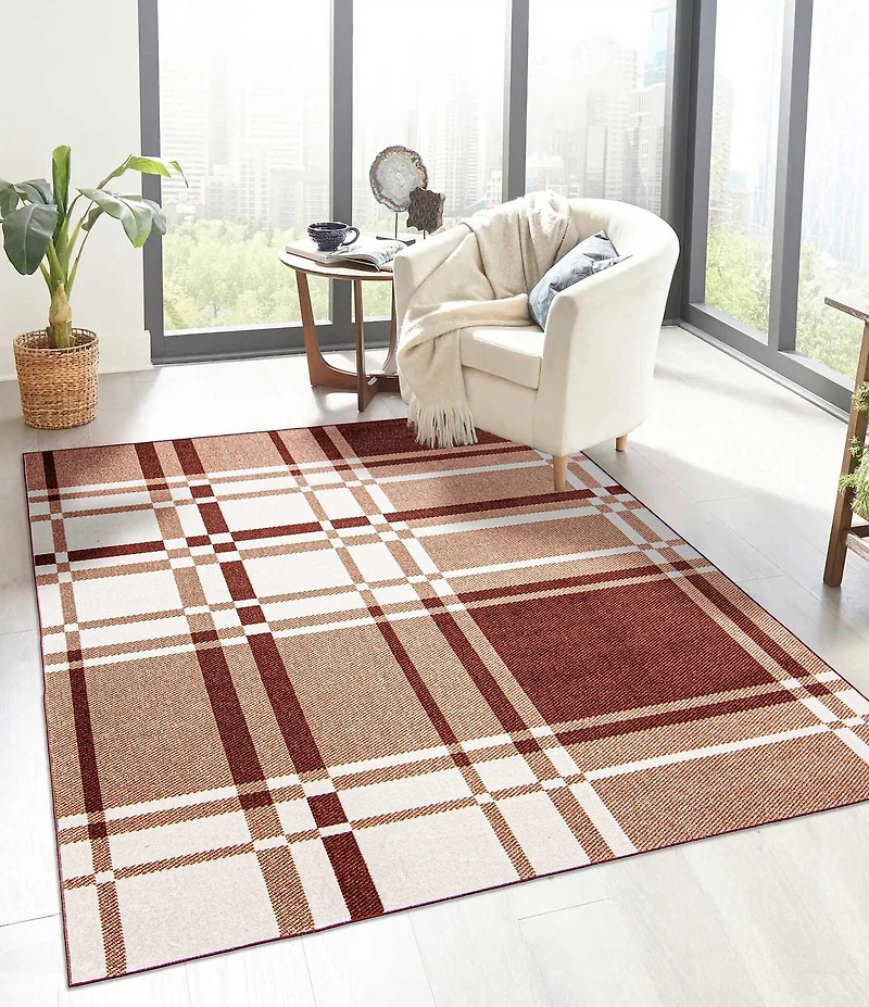 Tapis Lavable ECARPET à Carreaux pour Chambre, Salon, Chambre d'Enfant