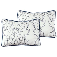 Marina Decoration Embroidered Stitching Coverlet Bedspread Ultra Soft Solid Bedding Summer Quilt Set with Quilted Sham, Navy Blue Branch Pattern