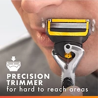 Gillette Fusion5 ProGlide Shield Shaving Razor for Men, 1 Razor Handle, 2 Refills, 2x Lubrication, FlexBall Handle and Precision Trimmer for Men, 1CT