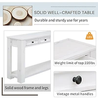 Noble House Console Entryway Table with Storage Drawers and Bottom Shelf for Hallway and Living Room ,Antique White