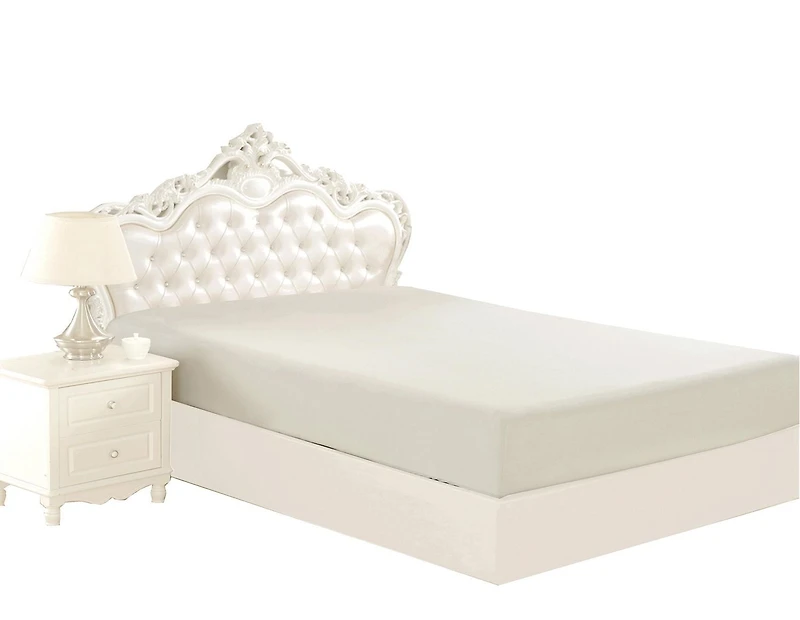 Drap-housse en bambou massif, ultra doux et soyeux, couleur argent, pour toutes les saisons