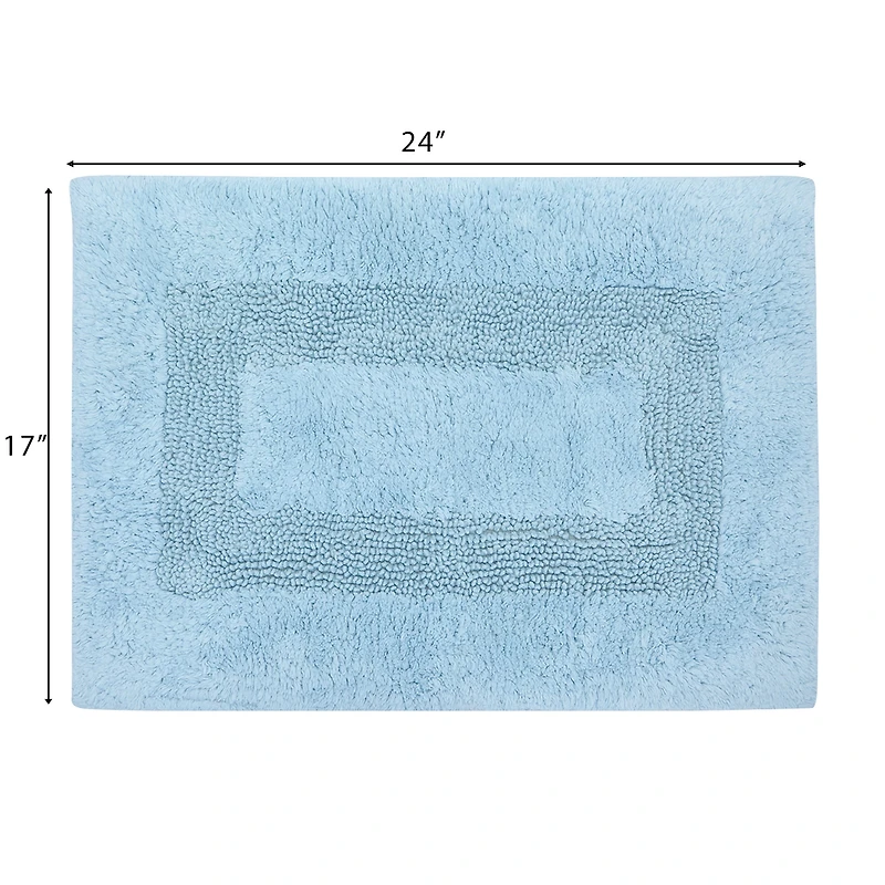 Mainstays Racetrack 100% Cotton Blue Bath Rug, 17" x 24", Non-slip bath rug