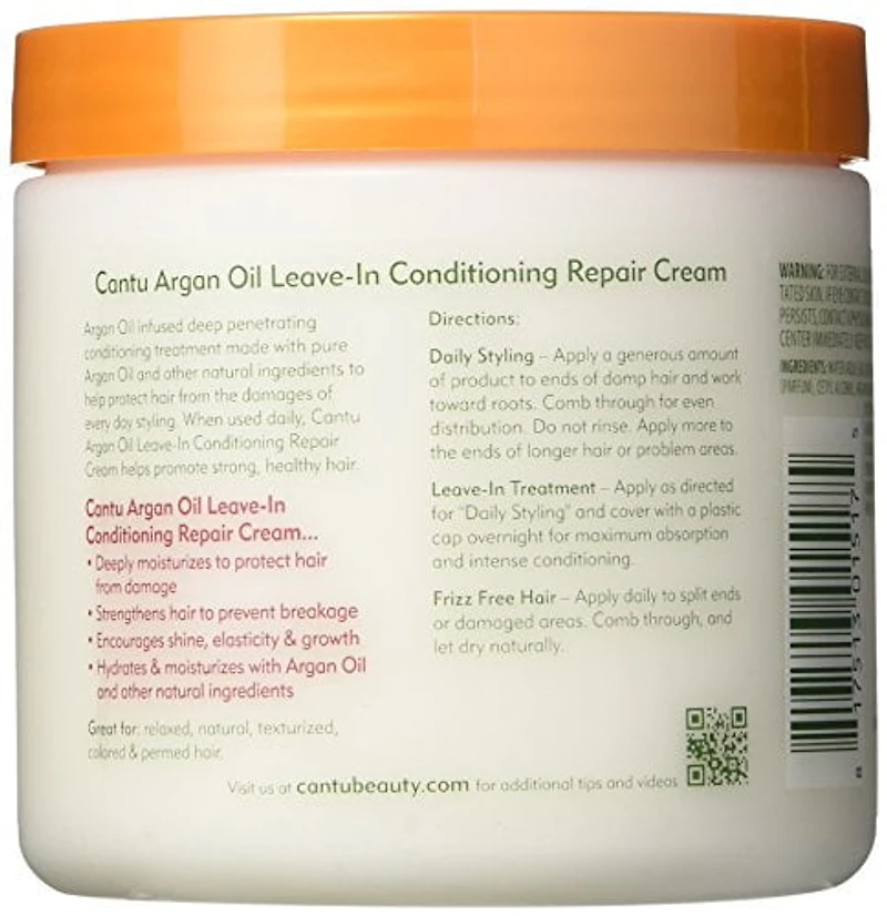 Crème réparatrice revitalisante sans rinçage à l'huile d'argan Hydrate pour protéger les cheveux des dommages