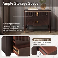 Noble House Modern Nightstand with 2 Drawers, Wave Design Bedside Table with Metal Handles,Dark Brown