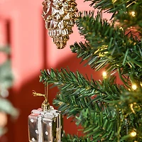 HOMCOM Sapin de Noël artificiel mince pré-illuminé de 1,8 m avec 390 pointes et 200 lumières LED blanc chaud