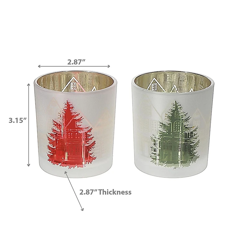 Photophores En Verre Arbre - Lot De 2