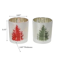 Glass Tealight Holders Tree - Set of 2