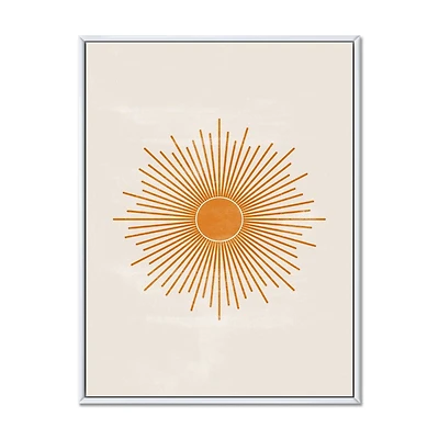 Designart Imprimé soleil orange II ART MURAL À CADRE FLOTTÉ