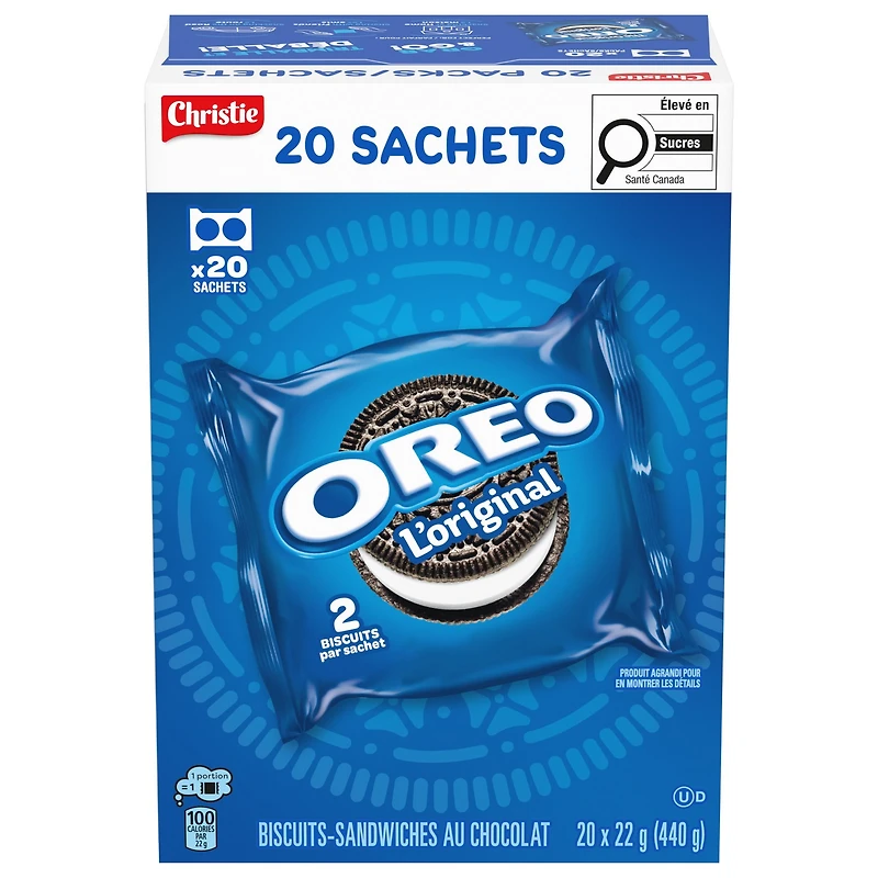 OREO Chocolate Sandwich Cookies, 20 Original Snack Packs (individually wrapped), 40 Cookies, School Snacks, Lunch Snacks, Birthday Party, 440 g