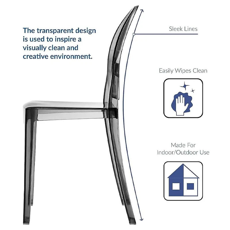 Heavenly Collection <br>Plastique Fumée Chaise Sans Bras