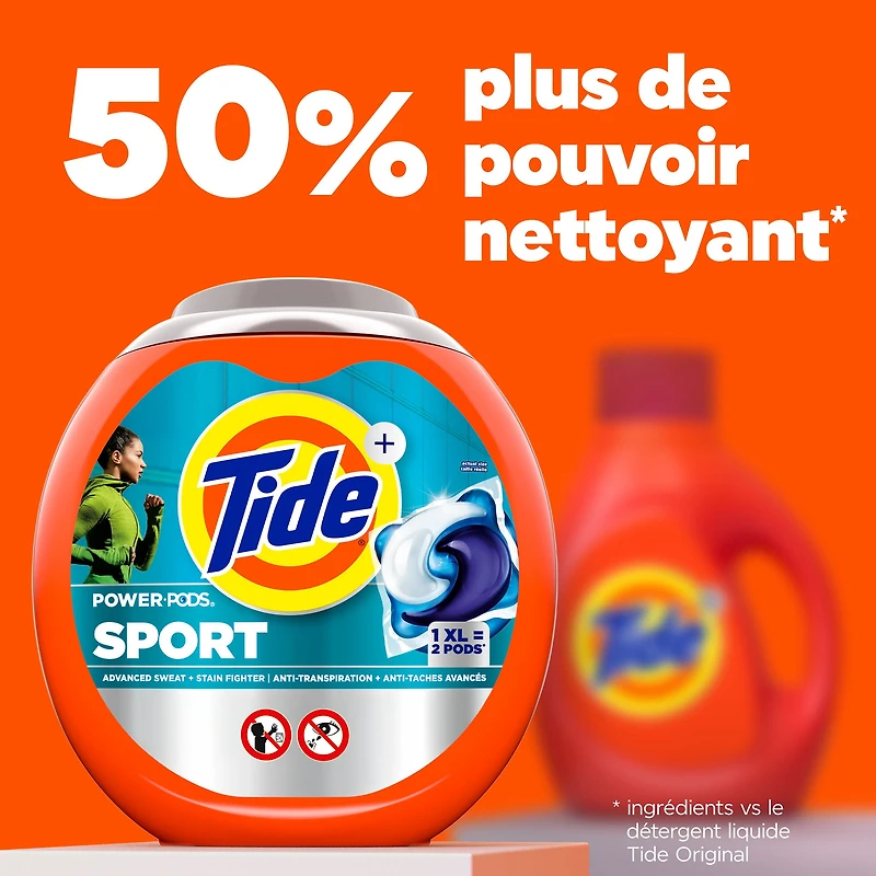 Capsules de détergent à lessive Tide Power Pods avec Febreze Sport, fraîcheur Febreze avec Sport Odor Defense 45CT