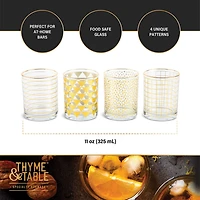 Thyme & Table Rocks Glasses, 11 oz, 4 Piece Set, barware