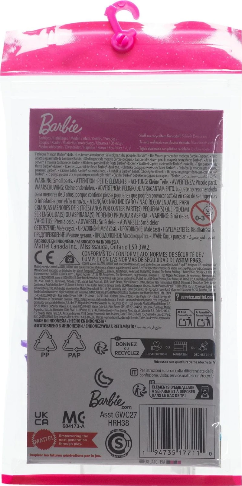 Barbie Doll Clothing, Fashion Pack with Oversized T-shirt Dress & Accessories (1 Outfit)