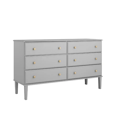 Prepac Commode Lux Grey à 6 tiroirs, 18,5"P x 56,25"L x 33"H