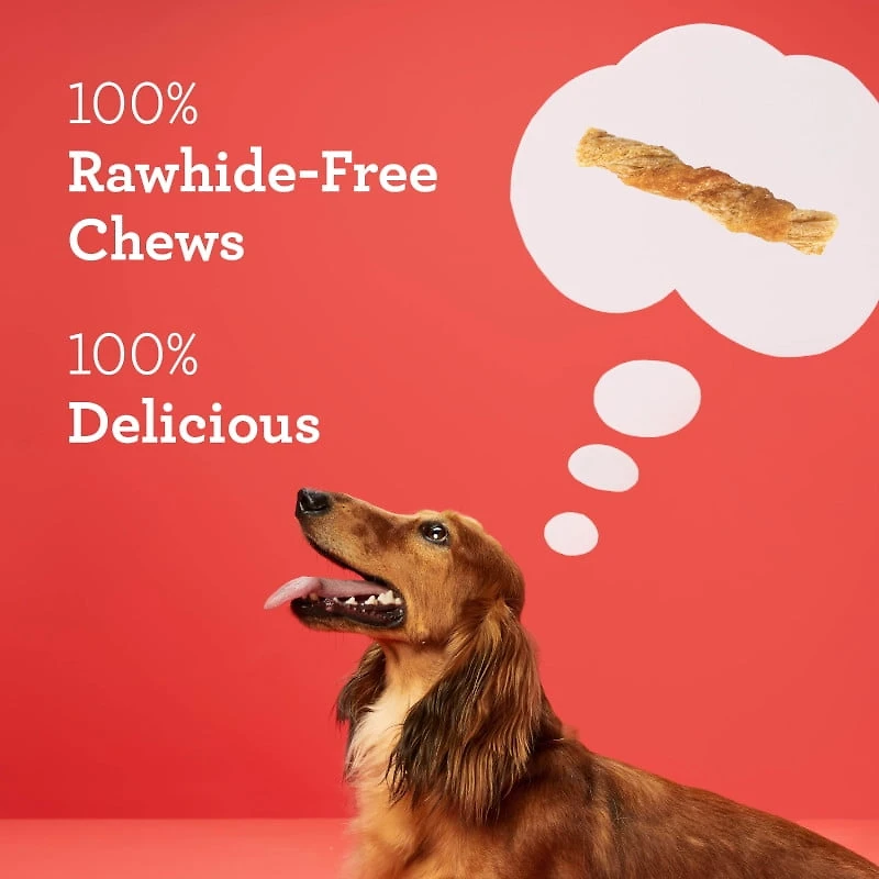DreamBone Torsades Gonflées Enrobées de Poulet et Fabriquées avec un Arôme Véritable de Beurre d'Arachides, Offrez à Votre Chien une Délicieuse Gâterie à Mâcher Sans Cuir Brut, pour Tous les Chiens de 14 kg