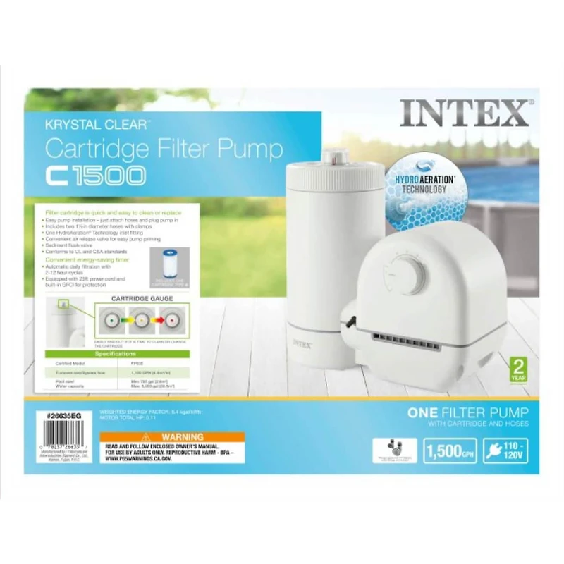 Pompe à filtre à cartouche Intex C1500 avec Gfci (110-120 volts), âge : adulte