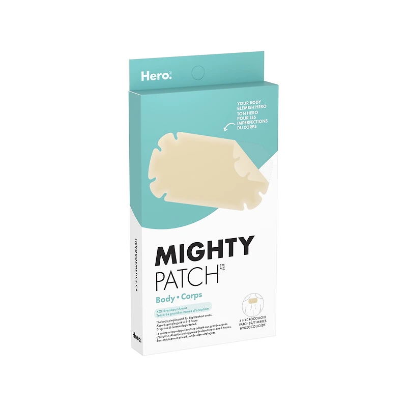 Hero Cosmetics Mighty Patch Body – The Extra Large Hydrocolloid Patch for Pimples on XXL Areas, for Sensitive Skin, 4ct