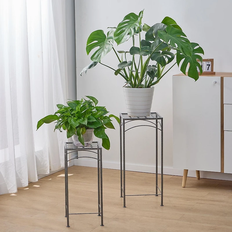 HOME TRENDS 25 IN TALL METAL PLANT STAND, 25 IN METAL PLANT STAND