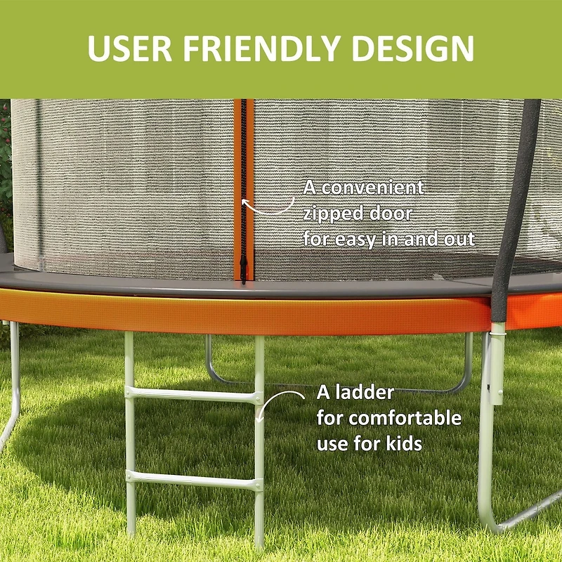 Soozier Trampoline d'extérieur de 8 pieds avec filet d'enceinte et échelle