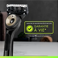 Rasoir GilletteLabs pour hommes avec barre exfoliante, édition noire et dorée, 1manche, 3cartouches de rechange, comprend un étui de voyage pour un rangement pratique lors de vos déplacements 1CT