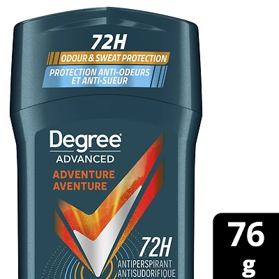 Degree Men Advanced Antiperspirant Stick for 72H Sweat & Odour Protection, Adventure, Deodorant with MotionSense Technology, 76g
