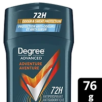 Degree Men Advanced Antiperspirant Stick for 72H Sweat & Odour Protection, Adventure, Deodorant with MotionSense Technology, 76g