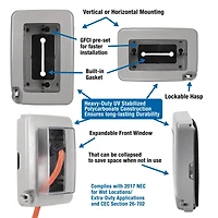Couvercle résistant aux intempéries en plastique extra-robuste à profil bas Intermatic, simple groupe, Vrt/Hrz