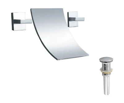 DROP Bath and Kitchen DR091447 Robinet pour lavabo de salle de bain avec forme unique en couleur chrome de la série Waterfall - comprend un drain sans trop-plein.