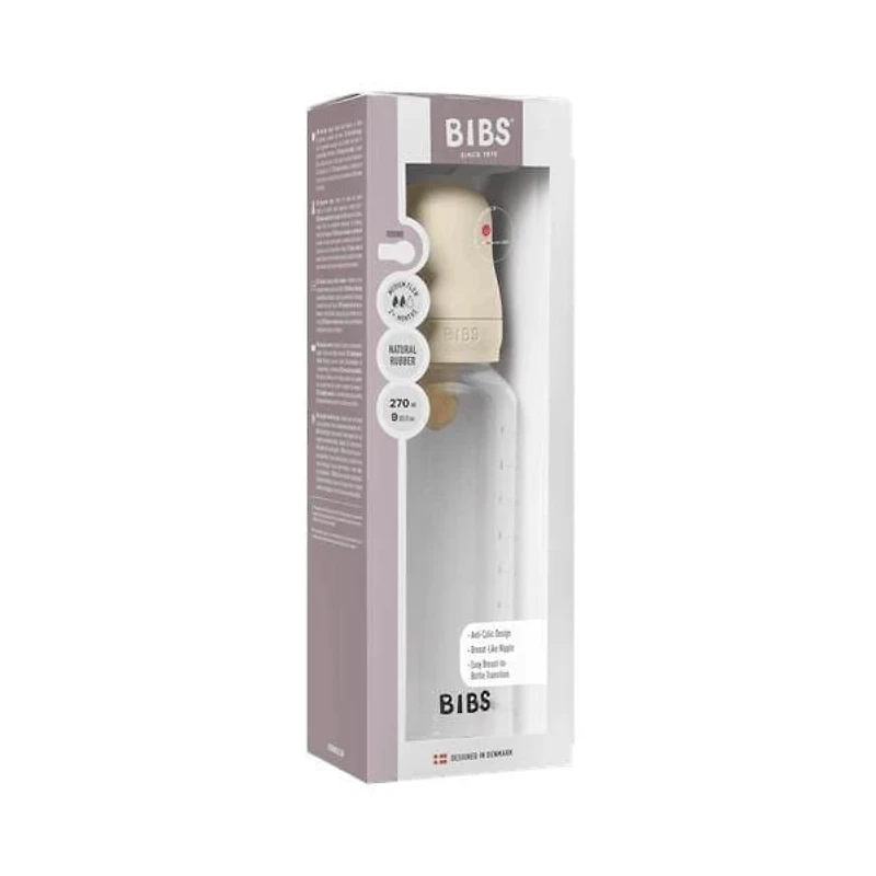 BIBS BPA-Free PP Baby Bottles Round Latex Medium Flow Ivory - 2 x 9oz Bottles 270 ml