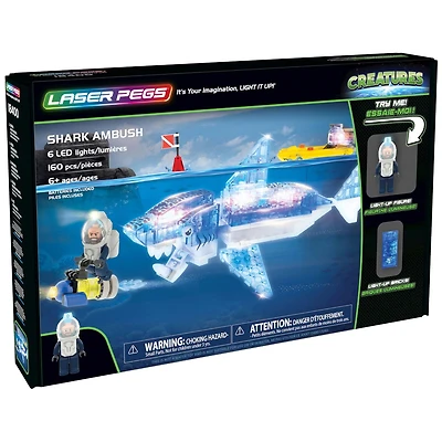 Ens. de jeu de briques de construction Laser Pegs, Collection Créatures : Shark Ambush