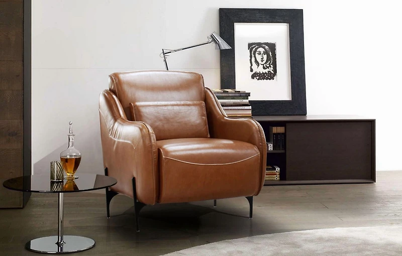 Topline Home Furnishings Accent Chair, Cappuccino 100% Top Grain Leather