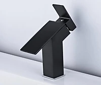 DROP Bath and Kitchen DR091006 Robinet pour lavabo de salle de bain avec forme carrée en couleur noir de la série Haven