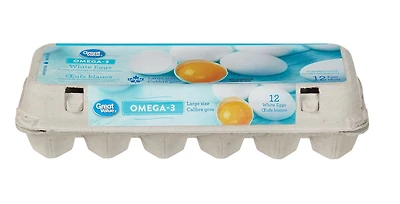 Great Value Omega-3 Large White 12 Eggs