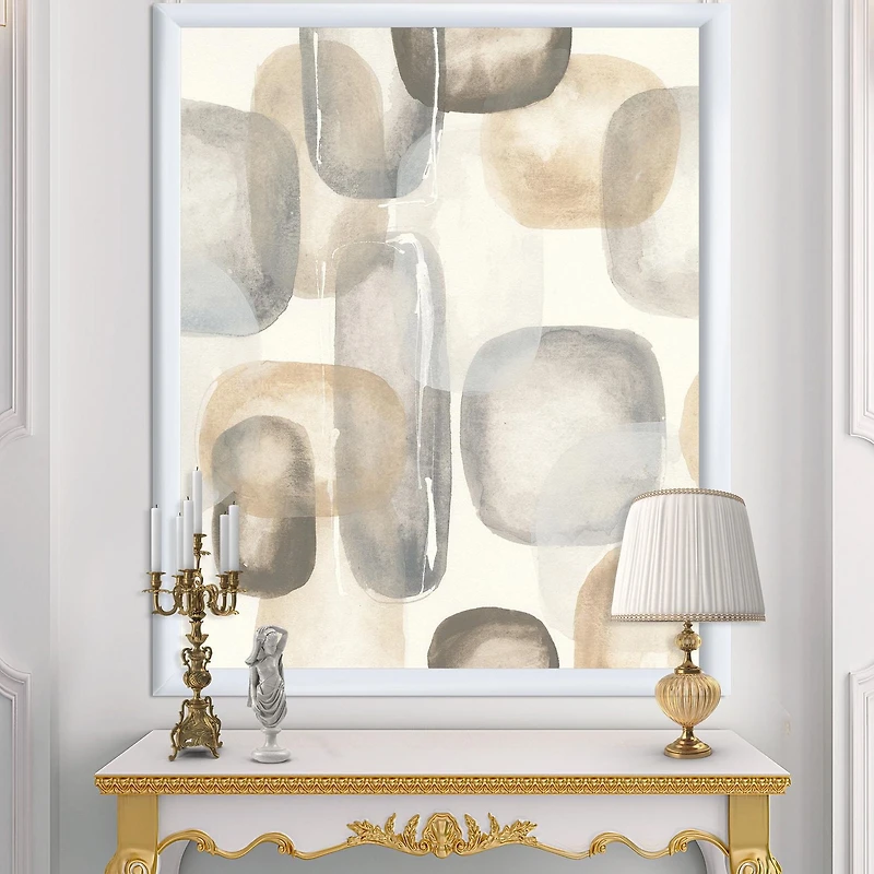 Designart Pierres grises ovales neutres I Art mural encadré